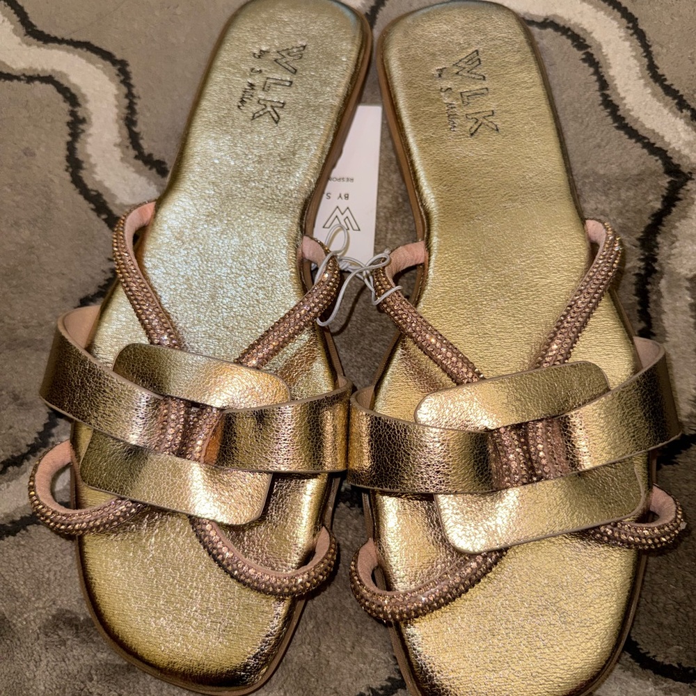 New WLK by S. Miller Gold Women's Sandals- size 10
